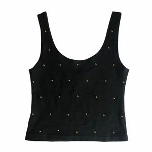Vintage Express Tricot Black Studded Crop Tank M
